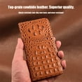 thumbnail image 2 of Top-grain cowhide leather case for iPhone with card slots and kickstand, crocodile-back pattern business-grade protective case, 2 of 7