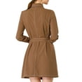 thumbnail image 4 of Allegra K Women's Contrast Line Long Sleeves Belted Waist Dress with Pockets, 4 of 7