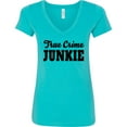 thumbnail image 3 of Inktastic True Crime Junkie in Black Text Women's V-Neck T-Shirt, 3 of 5