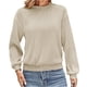 thumbnail image 2 of Ailaofu Womens Tops Trendy Dressy Casual Long Sleeve Crewneck Basic T Shirts Solid Loose Textured Blouses Outfits, 2 of 4