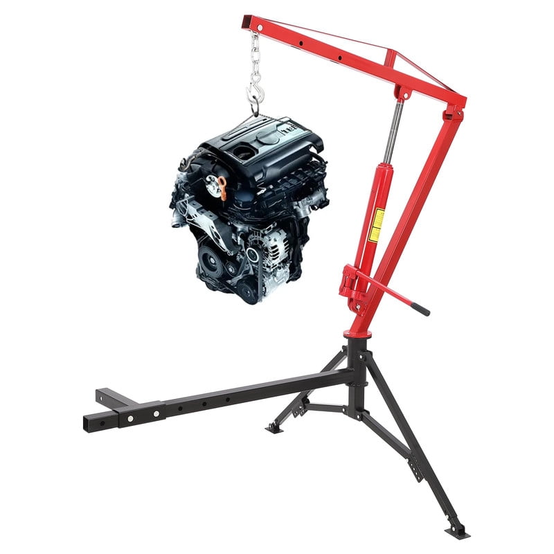 Towallmark 1000LBS Hydraulic Truck Crane, Pickup Truck Crane, Receiver Hitch Mounted with 360 Swivel and 3 Boom Capacities for Workshops Construction, Red