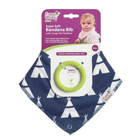 BeeBaby Bandana Bibs with Teether Blue Print