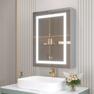 Tehome Recessed Metal Bathroom Medicine Cabinet with Mirror 16inx24in ...