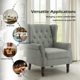 thumbnail image 2 of DREAMSIDEA Light Gray High Back Chair living room,Tufted Upholstered Wingchair High Back Chair with Retro Wood Legs for Living Room Bedroom, 2 of 6