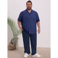thumbnail image 2 of DARING DIVA Men's Big & Tall Summer Beach Camp Collar Short Sleeve Shirt XL Navy Blue, 2 of 7