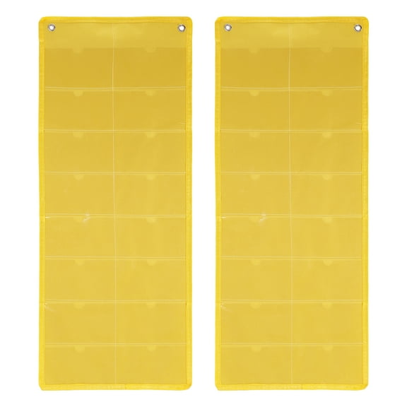 Uxcell 2 Pcs 3" x 5" Index Card Holder Sleeve, 16 Card Slots Organizer Sleeve for Office Home Organization, Yellow