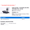 thumbnail image 2 of Cabin Air Filter - Compatible with 2006 - 2009 BMW 750Li 4.8L V8 2007 2008, 2 of 2