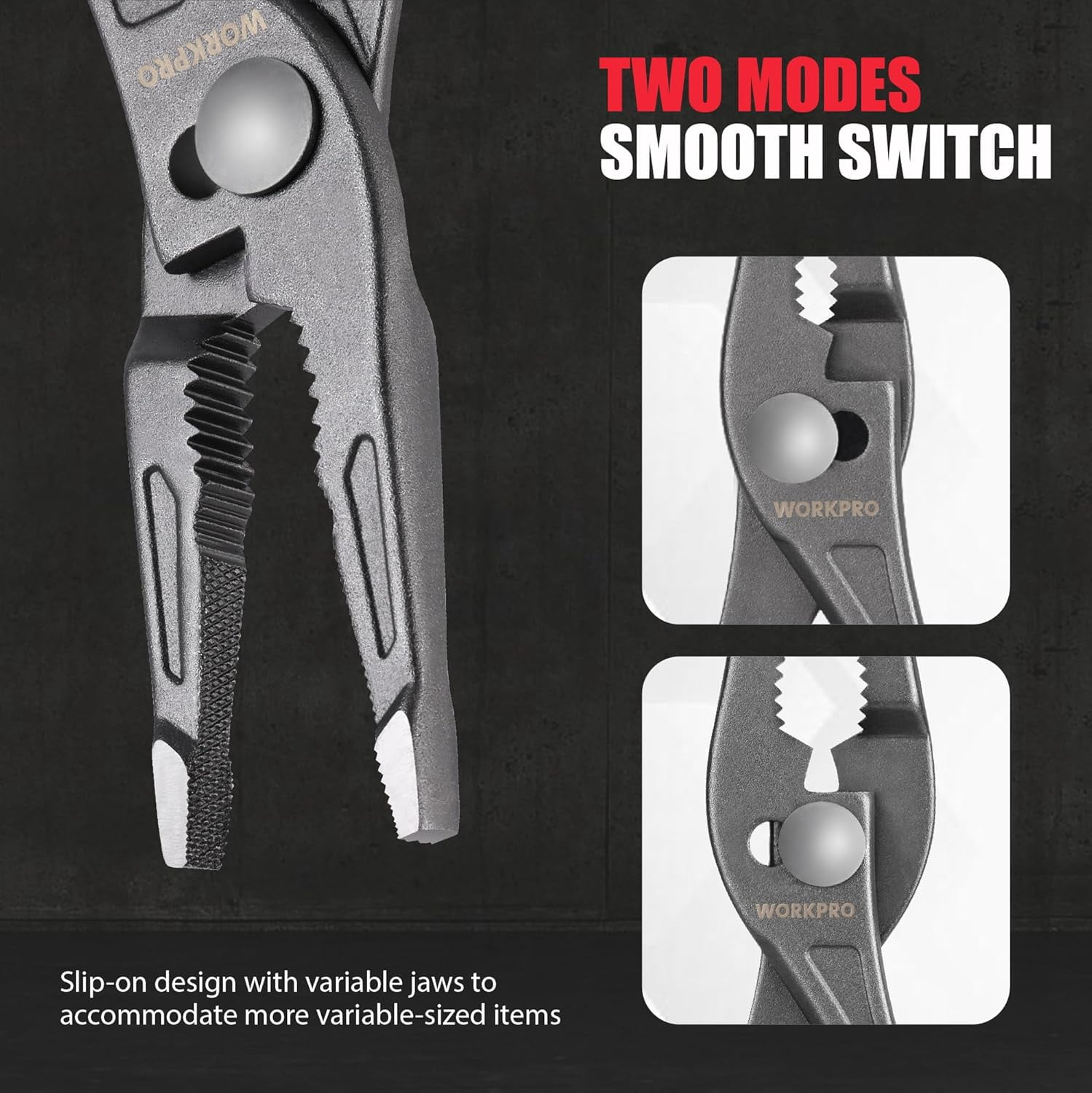8'' Long Nose Slip Joint , CR-V Needle Nose with Comfortable Grip Handles, 3-Zone Serrated Jaw from Premium Steel for Clamping, Tightening and Loosening