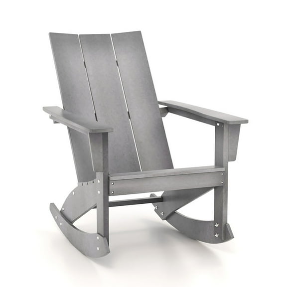 Resenkos Folding Adirondack Chair, Adirondack Rocking Chair with Curved Back for Balcony-Gray,Patio Chairs, Lawn Chairs for Deck, Backyard, Garden