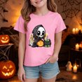 thumbnail image 2 of Pandaie Teen Girls Short Sleeve Tee Halloween Kids T-shirt Casual Daily Print Top Clothes Toddler Girl Summer Shirts Pink,3-4 Years, 2 of 5