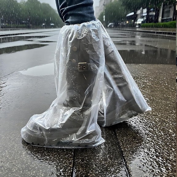 12 Pair Clear Waterproof Disposable Rain Shoe Covers, Non-Slip Plastic Overshoes for Adults