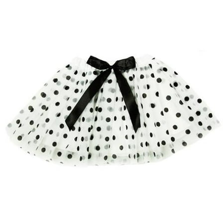 Little Girls White Black Polka Dots Satin Elastic Waist Ballet Tutu ...