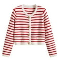 thumbnail image 1 of Chaleco de punto coreano elegante y elegante para mujer, cárdigan informal a rayas para oficina, suéter, chaqueta, camiseta sin mangas básica Vintage, prendas de vestir exteriores, 1 of 4