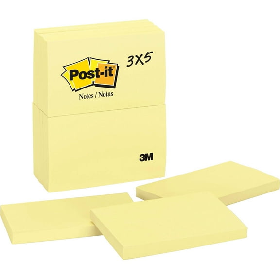 Post-It®, MMM655YW, Original Pads in Canary Yellow, 12 / Pack, Canary Yellow
