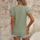 thumbnail image 5 of Camiseta de Manga Corta de Verano para las Mujeres de Moda de Color Sólido con Cuello en V, Top Casual de Poliéster, Lavado de Manos, 5 of 7