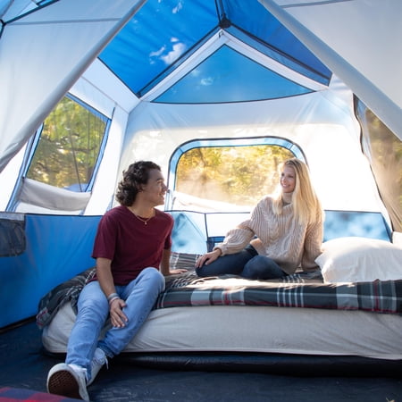 OZARK TRAIL 13′ X 9′ 8-PERSON CABIN TENT WITH LED LIGHTED POLES, 32 LBS