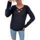 thumbnail image 1 of Mujeres V Cuello Criss Cross Otoño Suéteres Camisas Moda Punto Jersey Casual Manga Larga Tops, 1 of 5