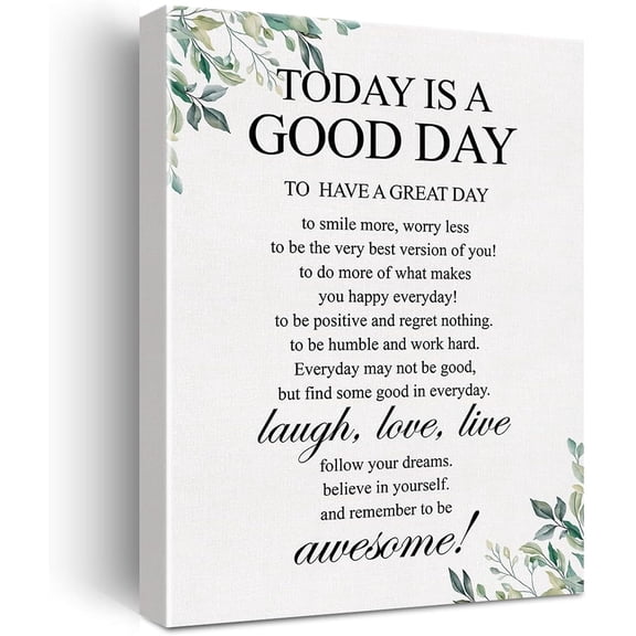 Canvas Wall Art Inspirational Today is a Good Day Quote Canvas Print Painting Home Wall Decor Framed Gift 12x15 Inch