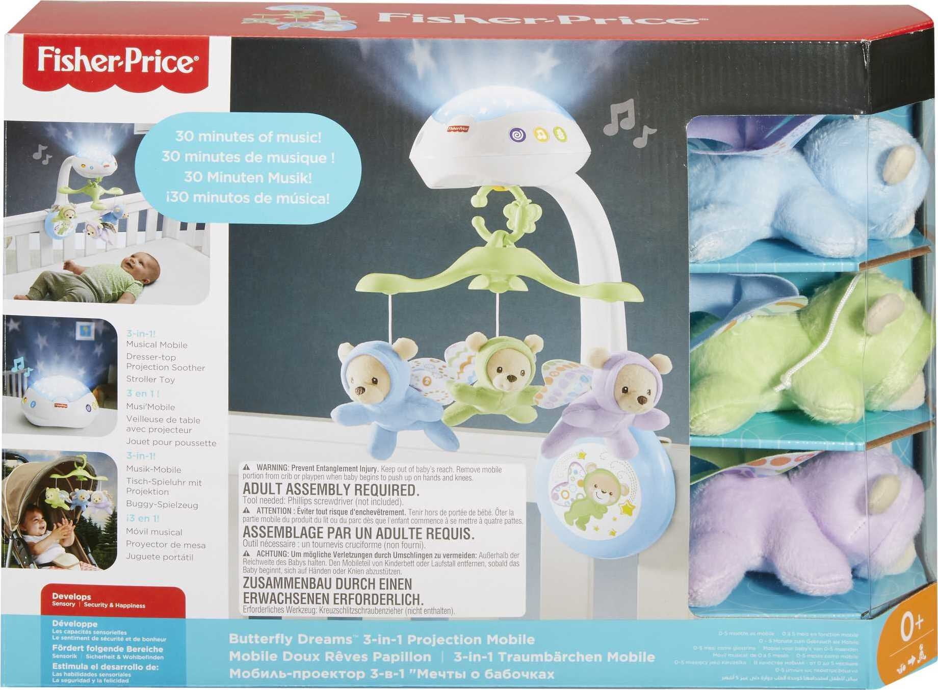 Fisher Price 3 in 1 Projection Mobile Butterfly Dreams Baby Crib Toy with Light Projection Walmart