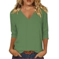 thumbnail image 3 of Babysbule Lightweight Breathable V-Neck 3/4 Sleeve Casual Blouse Women's Relaxed Fit Spring Summer Top, 3 of 7