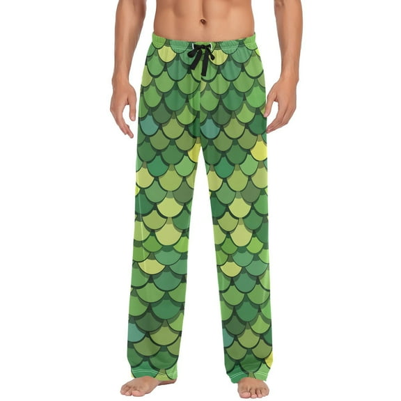 JSTEL Green Mermaid Men's Sleepwear Mens Pajama Pants Bottoms with Pockets, S