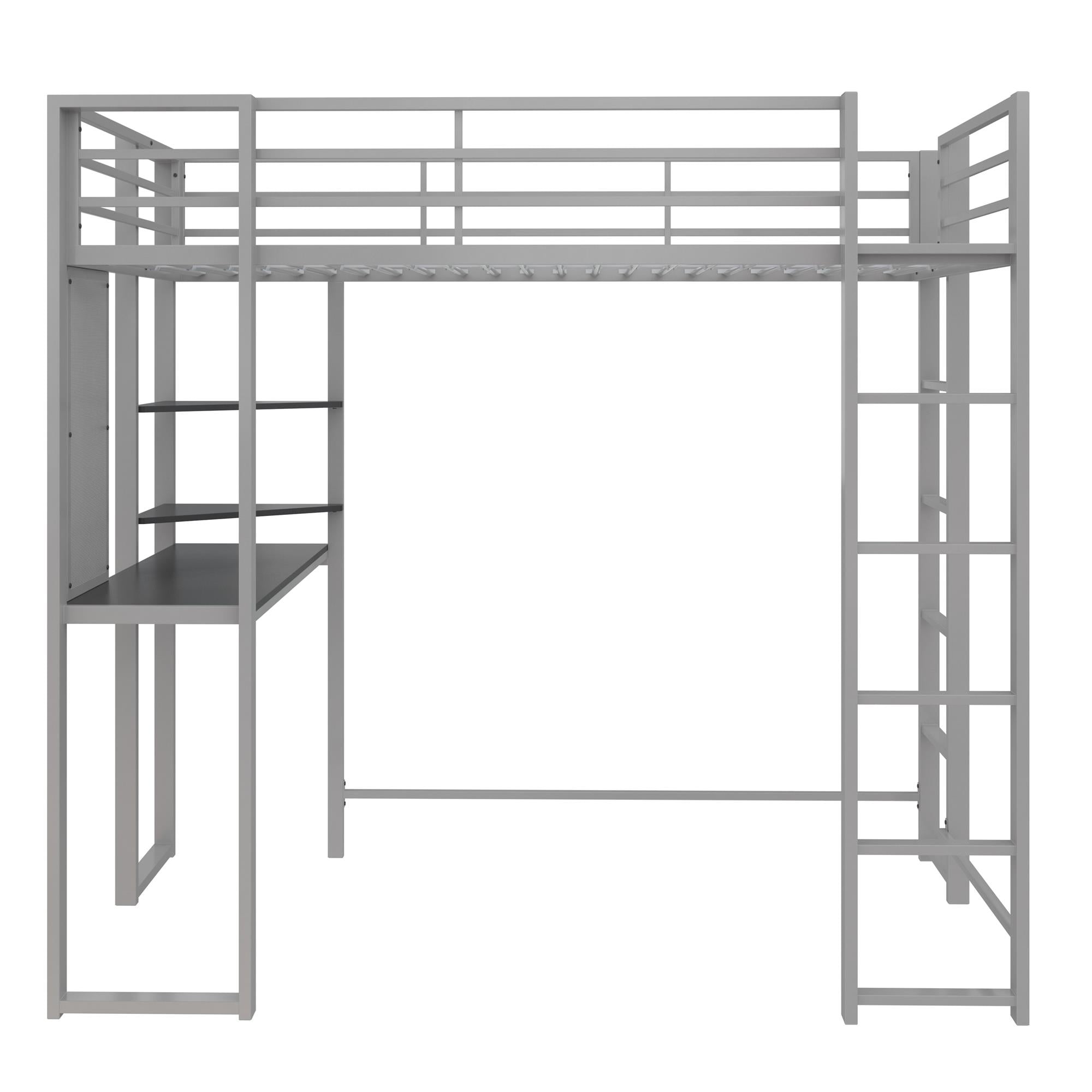 DHP Abode Twin Size Metal Loft Bed, Silver