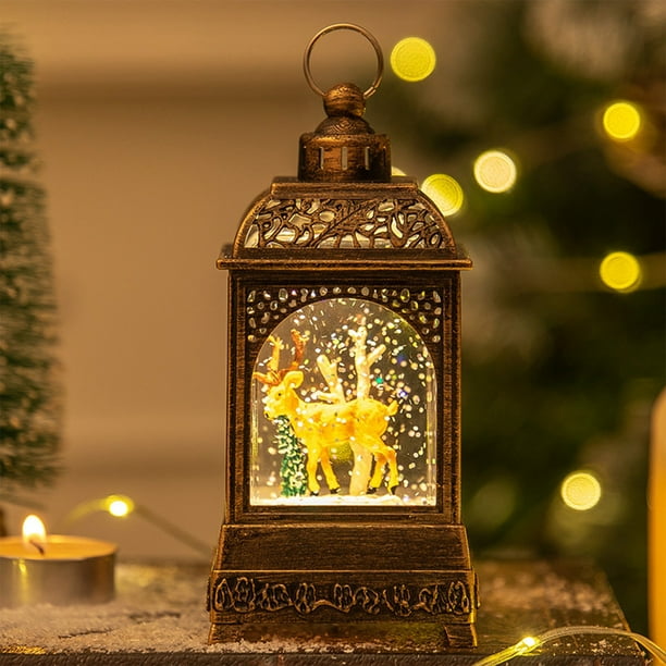 Farolillos navideños decorativos, luz nocturna, faroles navideños, lámpara de escritorio, farol de agua iluminado, decoración del hogar, farolillos, suministros para fiestas navideñas, 50 ml