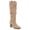 khaki, variant on Women Knee High Boots Chunky Block Heel Wide Calf Round Toe Side Zipper Fashion Dress Boot