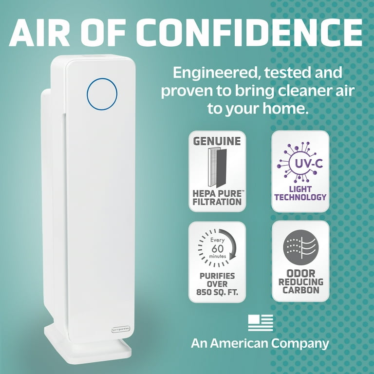 GermGuardian Air Purifier with HEPA Filter UV C Removes Odors Smoke Mold 870 Sq. ft. AC5350W