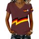 thumbnail image 1 of Women's Germany Football Graphic T-Shirt, V-Neck Casual Letter Print T-Shirt, Fashion Short Sleeve Graphic Tee, Summer Daily Lightweight Tops for Soccer Tournament 2026 Wine Size: L, 1 of 4