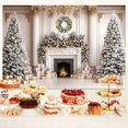thumbnail image 2 of Classic White Christmas Photography Backdrop Winter Christmas Tree Fireplace Interior Palace Photo Background Xmas Tree Family Kids Holiday Party Banner Decorations Photo Booth Props 10X8FT, 2 of 5