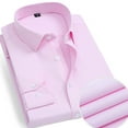 thumbnail image 4 of JTieacloth Long Sleeve Dress Shirts Combed Men's Long Sleeve Dress Shirt Striped Casual Formal Business Wear Slim Fit Comfortable Pink, 4 of 6