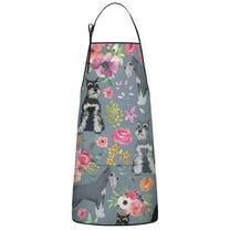 Schnauzer and Pioneer Flower Apron-Garden Aprons for Women with Pockets-Cotton Linen Waterproof Kitchen Cooking Gardening Aprons Adjustable for Kitchen,Cooking,BBQ and Salon 33x27 Inch