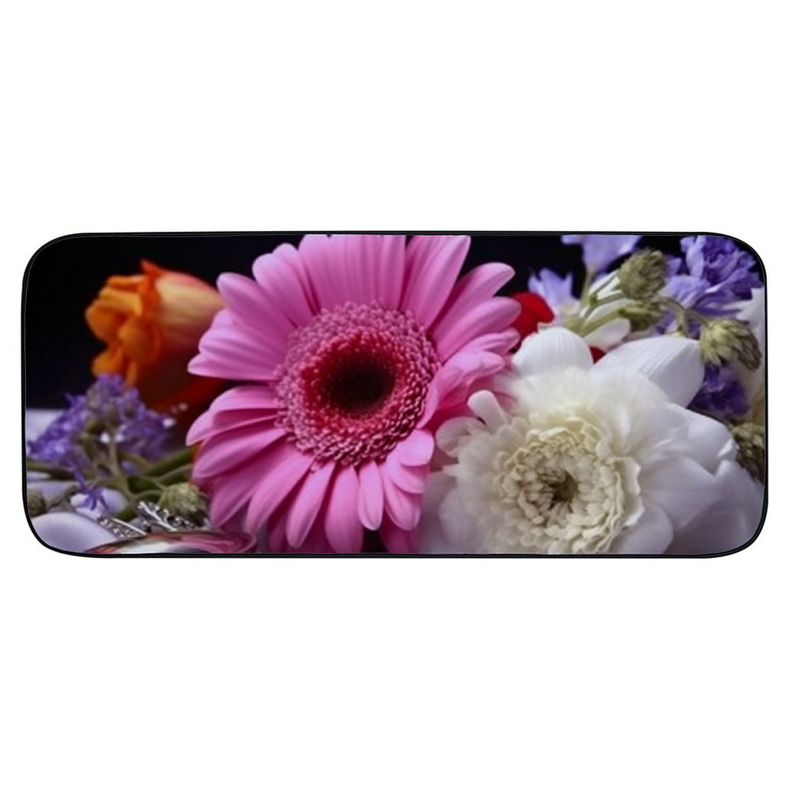 Heduofu Decorative Door Mat, Door Mat with Non-Slip Rubber Backing, Easy Cleaning, Traps Dirt, for Entry, Patio, Garage - Flower Gerbera Jasmin Pink Tender at Home Joy 19.68*47.24 in