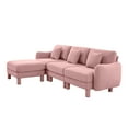 thumbnail image 5 of Newest Boucle Fabric Convertible L Shape Sectional 3-seater Sofa Couch,Distinctive Shell-shaped Armrests,Removable Ottoman,Cylindrical Legs Wrapped,Self-fabric,Pink Color, 5 of 17