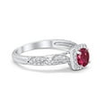 thumbnail image 3 of Halo Round Engagement Ring Ruby CZ 925 Sterling Silver Size 11, 3 of 5