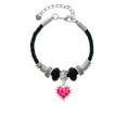 thumbnail image 2 of Delight Jewelry Silvertone Hot Pink Giraffe Print Heart Big Sister Celtic Knot Leather Bead Bracelet, 7"+2" Extender, 2 of 4