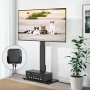 RTVR Modern Tall Floor TV Stand for TVs up to 70 inch, Power Strip Surge Protector Apple TV Roku Ultra Mount