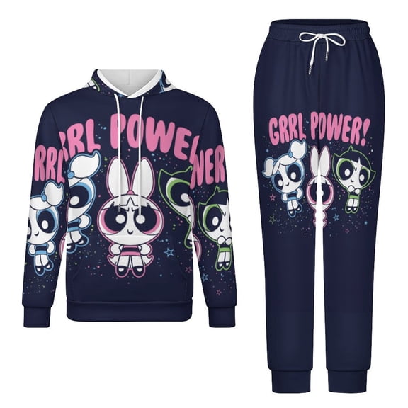 The Powerpuff Girls Unisex Adult Sweatsuits Hoodie & Sweatpants Long Sleeve Hooded Sweatshirt Matching Joggers Tracksuit Sets 2XS