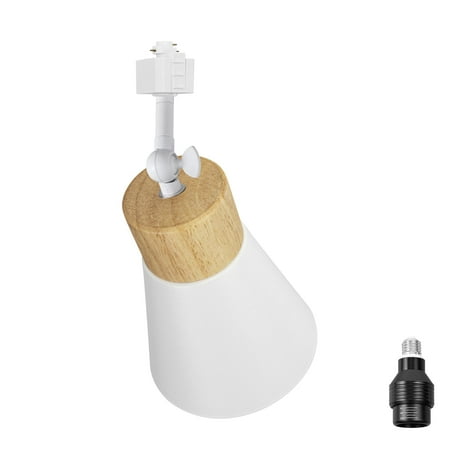 

KAYYELAMP Wood Base White Metal Shade H-Type Adjusted Angle Rotated Degree Full Spectrum Bulb 4500K 10W Track Light Vintage Design for Plants Flowers