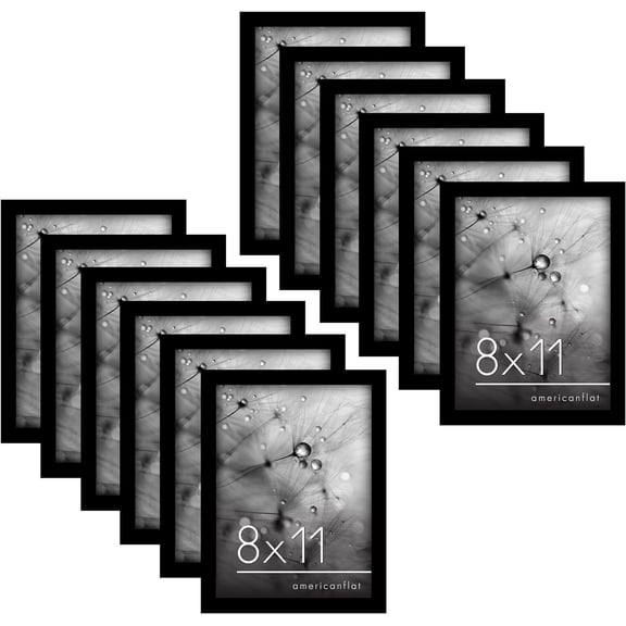 8x11 Picture Frame with Polished Plexiglass - Set of 12 - Signature Collection - Picture Frames with Engineered Wood - Photo Frame for Tabletop and Wall Display - Black