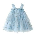 thumbnail image 1 of Hpapadks Robe d'Été Sans Manches pour Filles Brodée de Fleurs Robe à Bretelles en Tulle Bleu 18-24 Mois, 1 of 4
