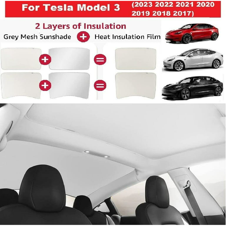 Epicgadget Sunshade for Tesla Model 3 (2023, 2022, 2021) - Sunshade Roof  Window Insulation UV Rays Protection Front and Rear Top Windows Sun Shade  Skylight Reflective Covers (White) 