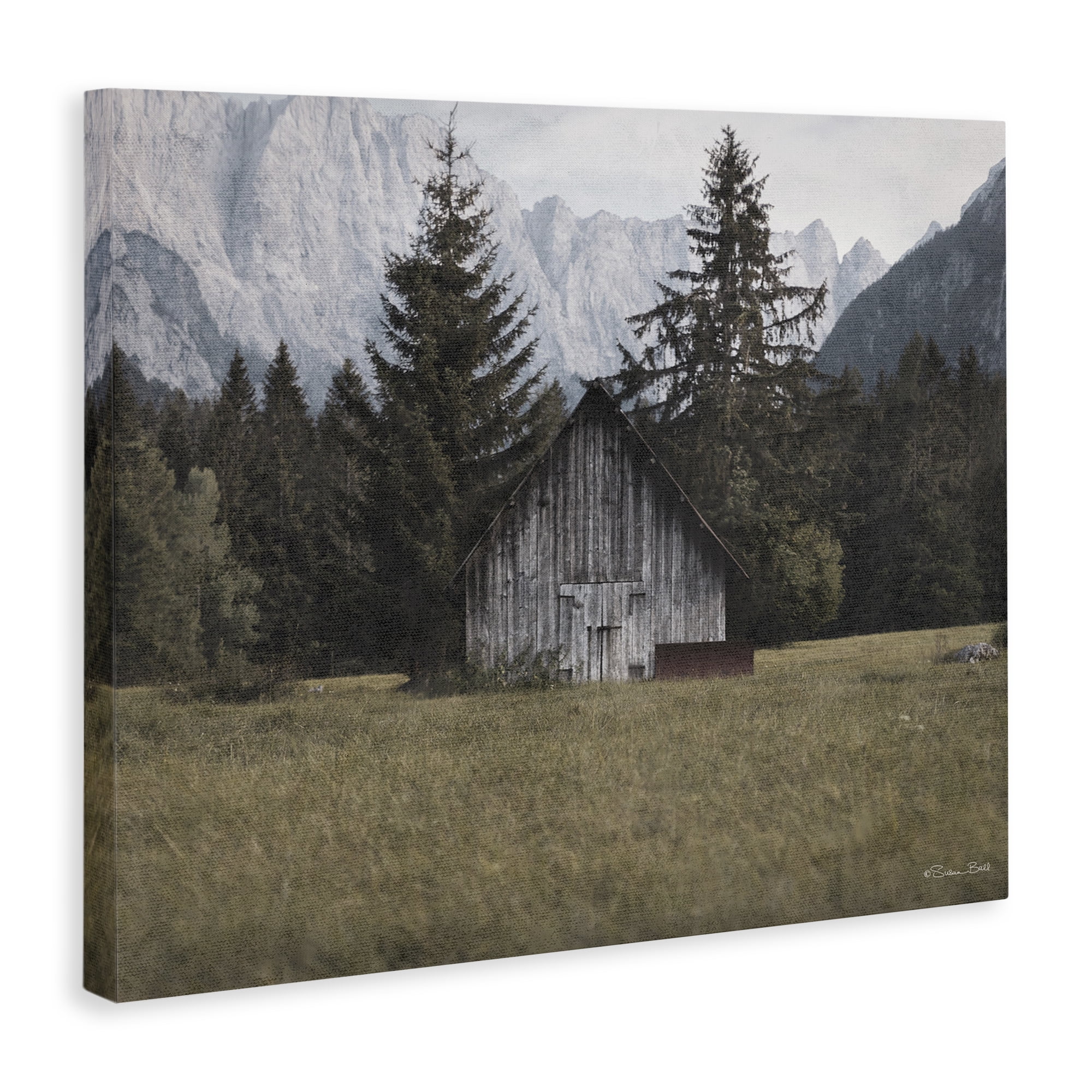 Stupell Industries Rustic Cabin Landscape Landscape Painting Gallery Wrapped Canvas Art Print Wall Art, 48 x 36