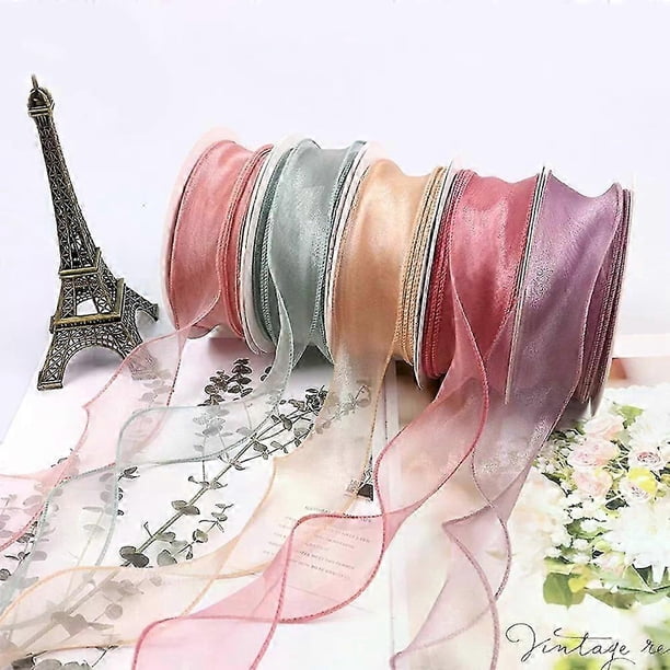 10 meters/roll 40mm width Wave Silk Organza ribbon Bow material for hair ornament gift wrapping decoration lace ribbons