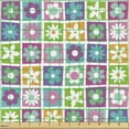 thumbnail image 2 of Ambesonne Floral Fabric by the Yard Upholstery, Flowers in Squares Motif, 3 Yards, Multicolor, 2 of 5