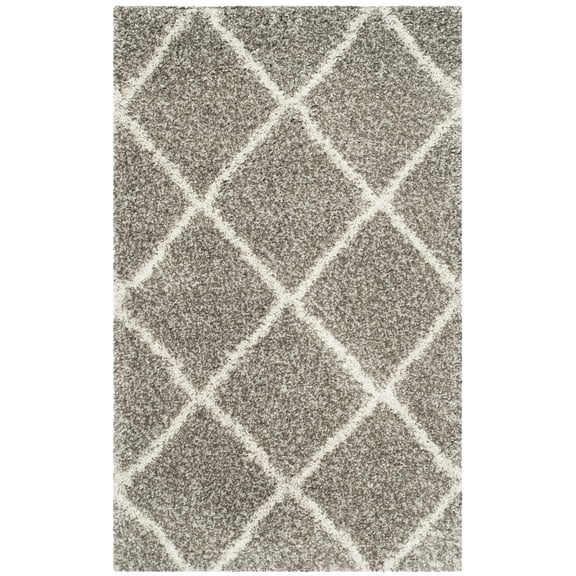 SAFAVIEH Hudson Amias Geometric Shag Area Rug, Grey/Ivory, 3' x 5'