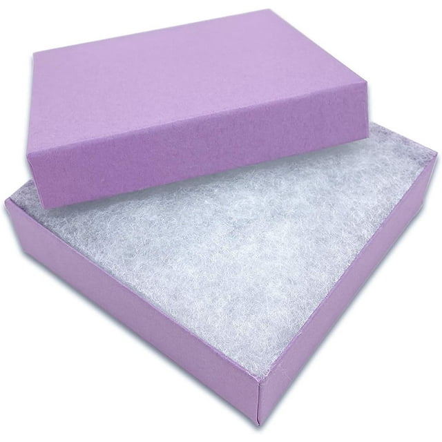 6 Pack Cotton Filled Purple Color Cardboard Jewelry Necklace Earring Bangle Anklet Pendant Bracelets Watch Gift and Retail Boxes Size 3 1/2" x 3 1/2" x 1" Inch - by R J Displays (Purple)