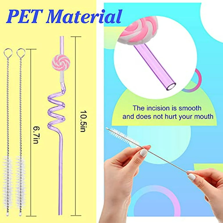 25 Brushes with Rings Solid Color Straw Reusable Plastic Thick Drinking Straws Mason Jar Straws for Party or Home Use - Size 23cm (Mixed Color)
