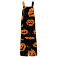 thumbnail image 4 of Women's Halloween Jumpsuits Castle Pumpkin Sleeveless Backless Funny Rompers Ghost Skull Halter Spooky Overalls, M, 4 of 5